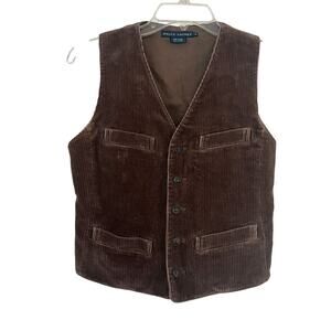 Vintage Ralph Lauren Blue Label Brown Corduroy Vest Labrador Buttons Size 2